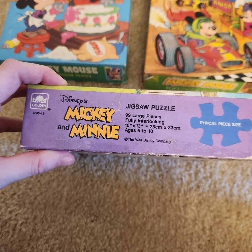 Vtg Puzzele Mickey Mouse Disney Set‎ Of 3 100/99 Piece #CC
